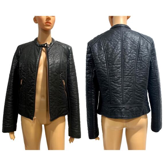 Marc New York Vegan Leather Cafe Racer Motorcycle Biker Jacket | M/L - Picture 10 of 11